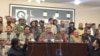 پختونخوا ملی عوامی پارٹی کے رہنما محمود خان اچکزئی کوئٹہ پریس کلب میں انتخابی نتائج کے خلاف میڈیا سے بات کر رہے ہیں۔ 9 فروری 2024